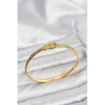 Pirinç Gold Renk Düğüm Model Kadın Kelepçe Bileklik - TJ-BB8230
