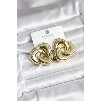Pirinç Gold Renk Geometrik Vintage Kadın Küpe - TJ-BKP11437