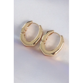 Pirinç Gold Renk Kalın Kemik Model Küpe - TJ-BKP8980