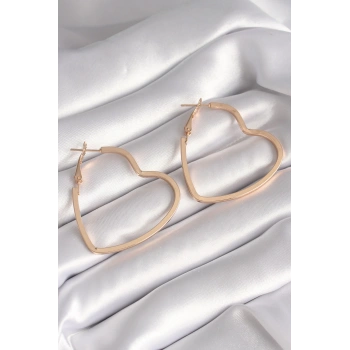 Pirinç Gold Renk Kalp Model Kadın Küpe - TJ-BKP8706