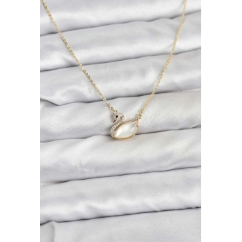 Pirinç Gold Renk Kuğu Model Kadın Kolye - TJ-BKO10798