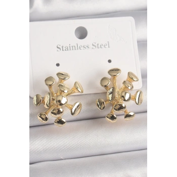 Pirinç Gold Renk Petek Model Kadın Küpe - TJ-BKP10070