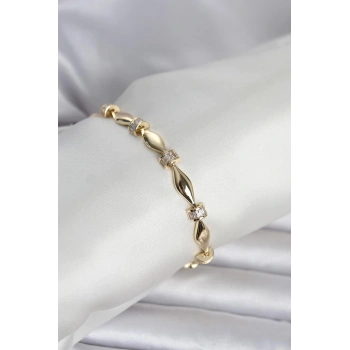 Pirinç Gold Renk Sütun Model Kadın Bileklik - TJ-BB8404