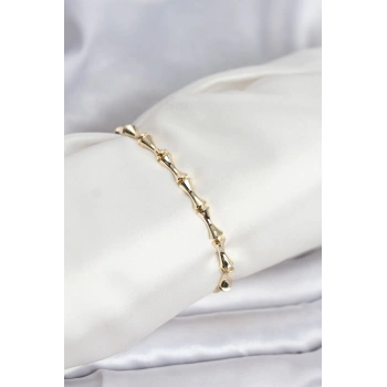 Pirinç Gold Renk VIP Seri Kemik Model Zirkon Taşlı Kadın Bileklik - TJ-BB8275