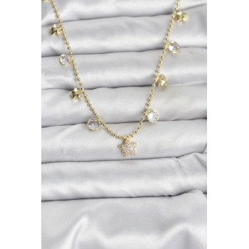 Pirinç Gold Renk Yıldız Model Kadın Kolye - TJ-BKO10640