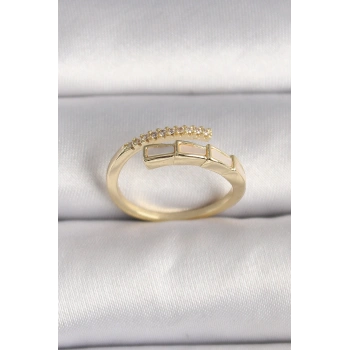 Pirinç Gold Renk Zirkon Taş Detaylı Yılan Model Ayarlanabilir Yüzük - TJ-BYK3539