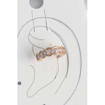 Pirinç Gold Renk Zirkon Taşlı Kadın Kıkırdak Küpe - TJ-BKP10571