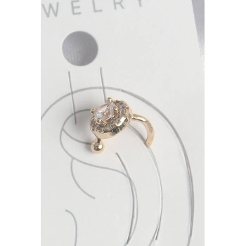 Pirinç Gold Renk Zirkon Taşlı Kadın Kıkırdak Küpe - TJ-BKP10573