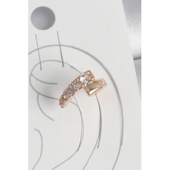 Pirinç Gold Renk Zirkon Taşlı Kadın Kıkırdak Küpe - TJ-BKP10574