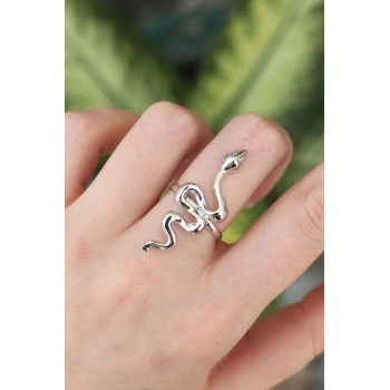 Pirinç Gümüş Renk Ayarlanabilir Yılan Yüzük - TJ-BYK3161