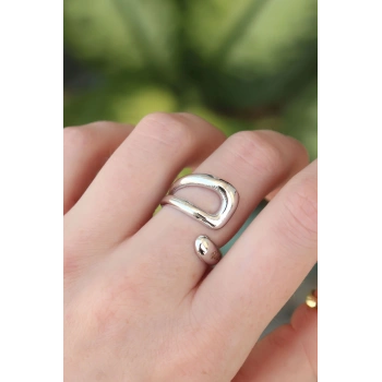 Pirinç Gümüş Renk Ayarlanabilir Yüzük - TJ-BYK3175