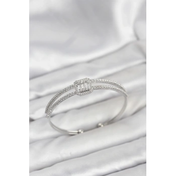 Pirinç Gümüş Renk Baget Model Kadın Bileklik - TJ-BB8264