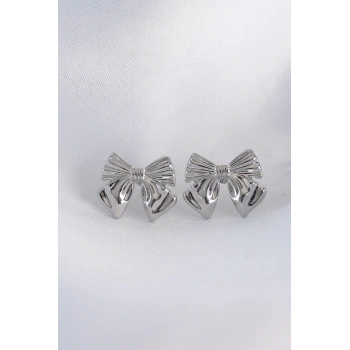 Pirinç Gümüş Renk Fiyonk Küpe - TJ-BKP8943