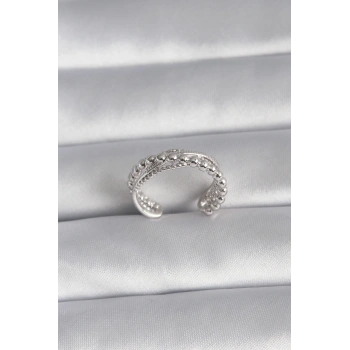 Pirinç Gümüş Renk Kadın Yüzük - TJ-BYK3030