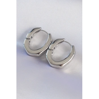 Pirinç Gümüş Renk Kalın Kemik Model Küpe - TJ-BKP8981