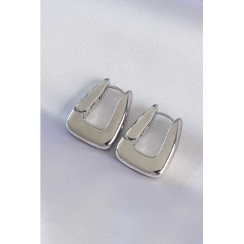 Pirinç Gümüş Renk Kalın Küpe - TJ-BKP8979