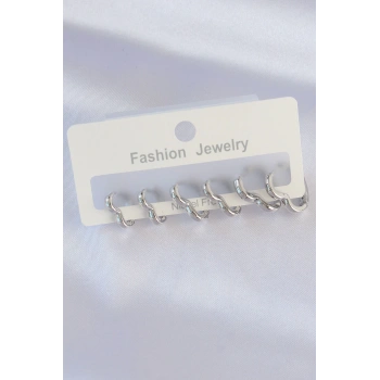 Pirinç Gümüş Renk Kalp Model Küpe Seti - TJ-BKP8993