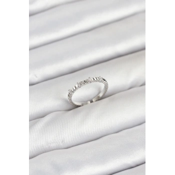 Pirinç Gümüş Renk Lazer Kesim Kadın Yüzük - TJ-BYK3893