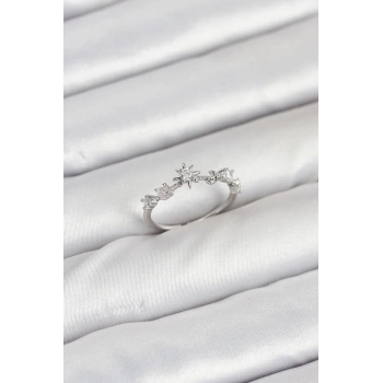 Pirinç Gümüş Renk Manifest Kadın Yüzük - TJ-BYK3891