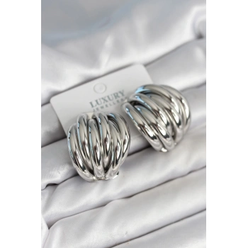 Pirinç Gümüş Renk Vintage Kadın Küpe - TJ-BKP11314