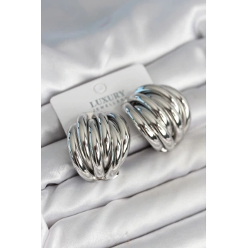 Pirinç Gümüş Renk Vintage Kadın Küpe - TJ-BKP11314