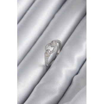 Pirinç Gümüş Renk Zirkon Taşlı Yılan Model Kadın Yüzük - TJ-BYK2922