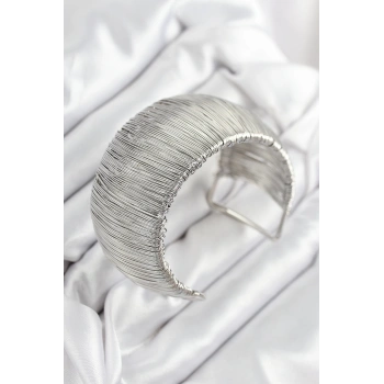 Pirinç Tel Sarma Model Gümüş Renk Kadın Bileklilk - TJ-BB7894