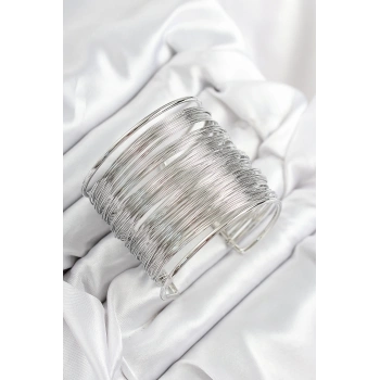 Pirinç Tel Sarma Model Gümüş Renk Kadın Bileklilk - TJ-BB7896