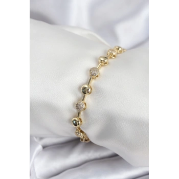 Pirinç VIP Seri Gold Renk Topçuk Model Kadın Bileklik - TJ-BB7923
