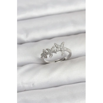 Pirinç Yıldız Model Gümüş Renk Kadın Yüzük - TJ-BYK3916