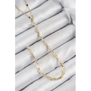 Pirinç Zirkon Taşlı Model Gold Renk Y Kolye - TJ-BKO10450