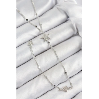 Pirinç Zirkon Taşlı Yıldız Model Gold Renk Y Kolye - TJ-BKO10455