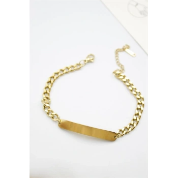 Plaka Zincir Bileklik - Altın