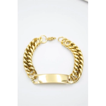Plaka Zincir Bileklik - Altın