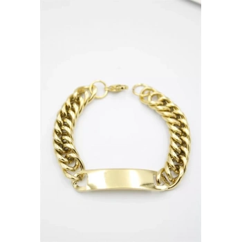 Plaka Zincir Bileklik - Altın