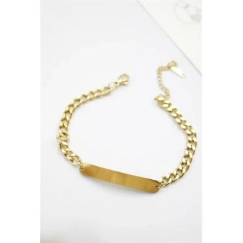 Plaka Zincir Bileklik - Altın