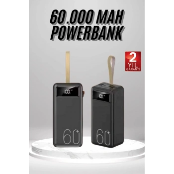 Powerbank 60.000 Mah Taşınabilir Şarj Hızlı El Fenerli Dijital Göstergeli
