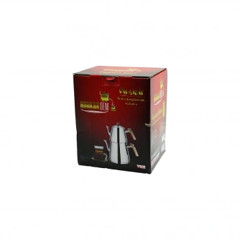 PRAMİT MİNİ BOY ÇELİK ÇAYDANLIK SETİ - TAKIMI RENKLİ BAKALİT KULP ÜST DEMLİK: 0.9LT - ALT SULUK: 1.5LT KENDİNDEN SÜZGEÇLİ (4887)