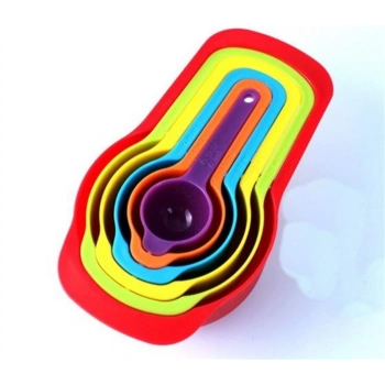 Pratik Ölçü Kaşığı Kabı 5'li Şeker Baharat Sıvı Ölçer Aparat (4887)