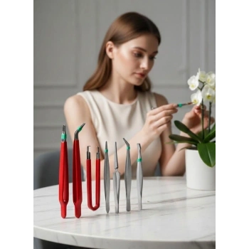 Premium 7 Parça Çelik Profesyonel Çiçek Bakım ve Teraryum Cımbız Seti - Lüks Bakım Kiti