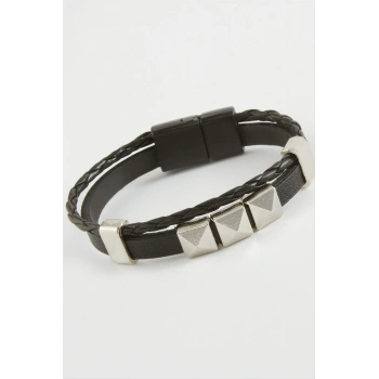 Prizma Kaliteli Mıknatıslı Suni Deri Bileklik