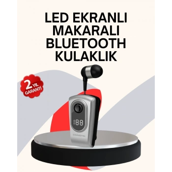 Profesyonel Bluetooth Kulaklık – Klipsli, Titreşimli, Dijital Göstergeli