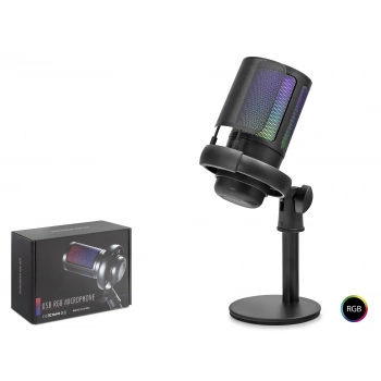 Profesyonel Gaming Rgb Mikrofon 192 Khz / 24 Bit Kondenser Kayıt Seti Type-C - Siyah ME6SB