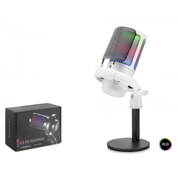 Profesyonel Mikser Kontrollü Gaming Rgb Mikrofon 24 Bit Çinko Alaşım Gövde Type-C - Beyaz ME6SW