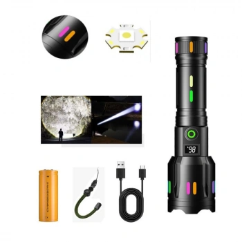Profesyonel Zoomlu 50W Şarjlı Powerbank Avcı Polis El Feneri PS-9885