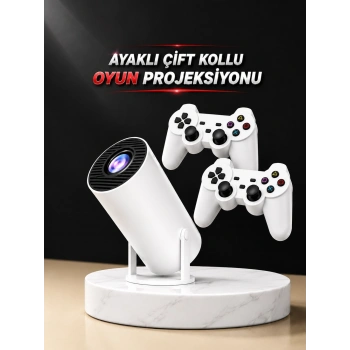 Projeksiyon Cihazı Video Oyun Konsolu Projektör Taşınabilir Ayaklı Çift Kollu 4k Çözünürlüklü