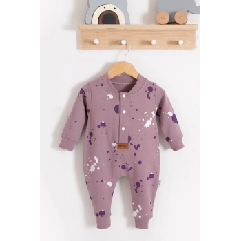 Puantiye Desenli Pamuklu Kız Bebek Tulum