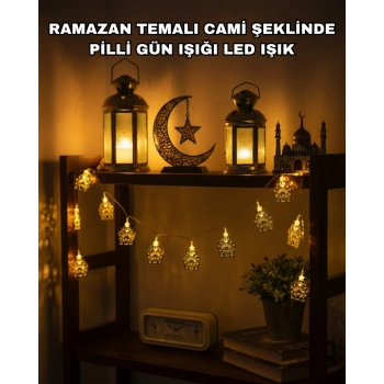 Ramazan Ve Bayram Dekoratif Led Işık Cami Figürlü Sıcak Sarı Aydınlatma