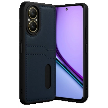 Realme 12 Lite Kılıf Sara Kartvizitli Deri Kılıf - Lacivert