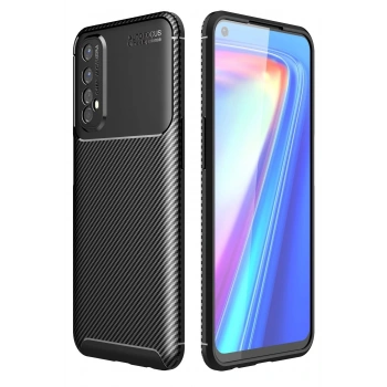 Realme 7 Kılıf Auto Focus Karbon Kapak - Siyah